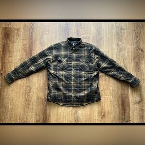 Kuhl Joyrydr Sherpa Lined Flannel Jacket Mens XL Brown Plaid Button Up